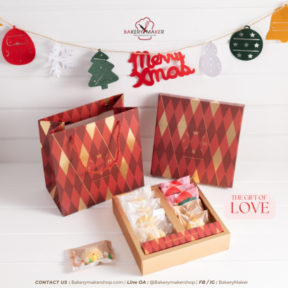 กล่องคุกกี้ / ถุงหิ้วกระดาษ WISH สีแดง