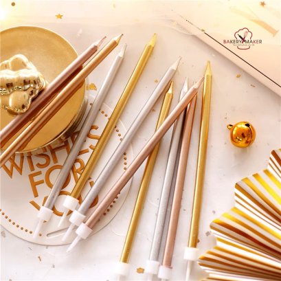 เทียนเมทาลิคยาว กล่องละ 6 เล่ม