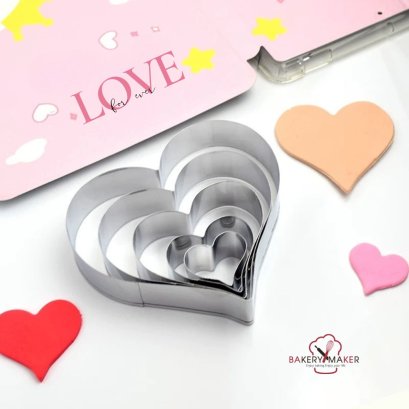 เซ็ทพิมพ์กดคุกกี้รูปหัวใจวาเลนไทน์ 5 ชิ้น