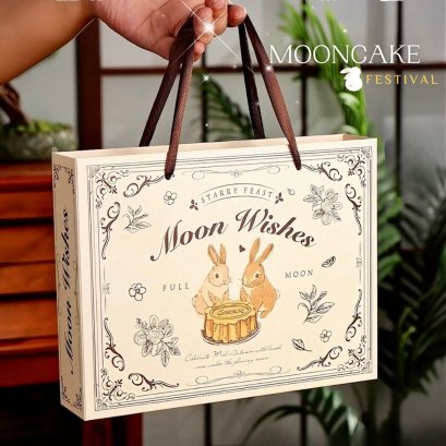 กล่องขนมไหว้พระจันทร์ Moon Wish หูหิ้ว 6 ช่อง 1 ใบ