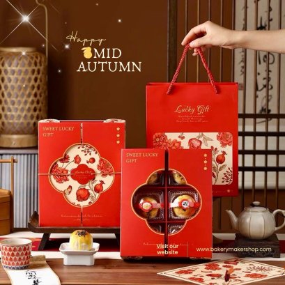 เซ็ทกล่องขนมไหว้พระจันทร์ 6 ช่องพร้อมถุงหิ้ว1 ชุด