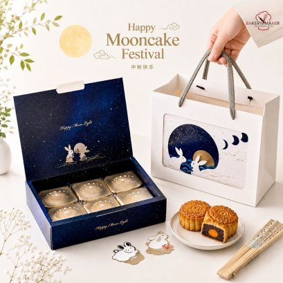 เซ็ทกล่องขนมไหว้พระจันทร์ Moon Light + ถุงหิ้วไม่มีช่อง 1เซ็ท