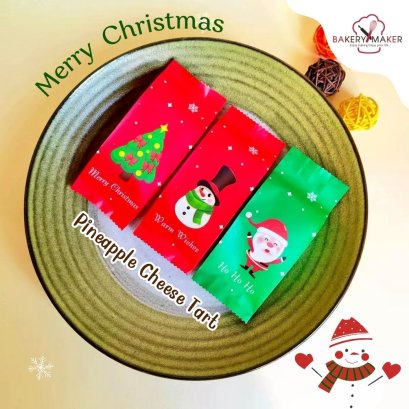 ถุงซีลขยายข้างทาร์ตสับปะรด ลายคริสมาส คละ 3 ลาย (50 ใบ)