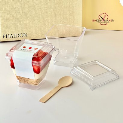 ถ้วยพลาสติกใส (444) พร้อมฝา 25 ใบ