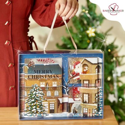 เซ็ทกล่องพลาสติกพิมพ์ลาย Christmas หูหิ้ว 1 ชุด