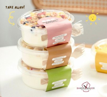 ถ้วยโยเกิร์ตพลาสติกพร้อมฝา 350 มล.10 ใบ
