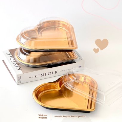 กล่องพลาสติกสีทอง ทรงหัวใจ 5 ใบ