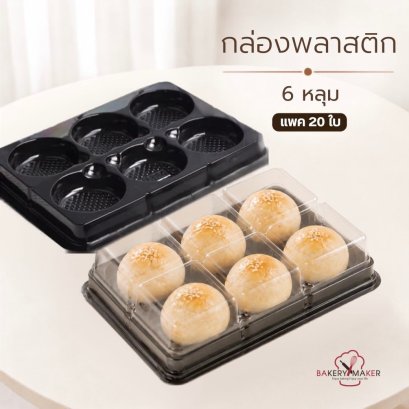 กล่องพลาสติก 6 ช่อง ฐานดำ  20 ใบ