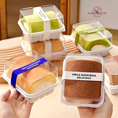 กล่องพลาสติกฝาสูง/กล่องเค้ก/โรล 10 ใบ