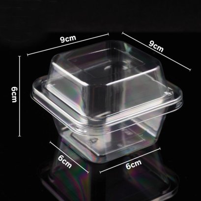 ถ้วยพลาสติกใส สี่เหลี่ยม 50 ใบ MC001 , MC002