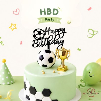 เซ็ทป้ายปัก HBD ฟุตบอล-ถ้วยทอง