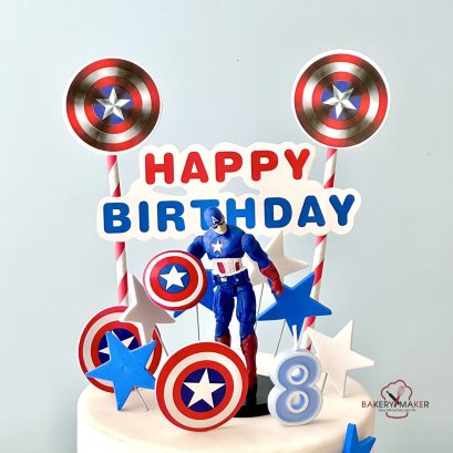 ป้ายกระดาษ HBD Captain America