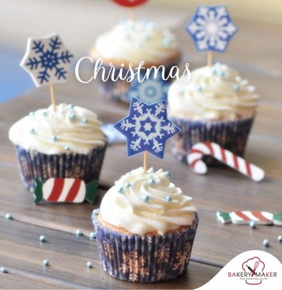 ไม้เสียบคัพเค้กคละลาย Snowflake12 ชิ้น