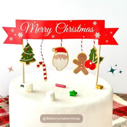 ป้ายปักเค้ก Merry X&#039;mas 1 อัน