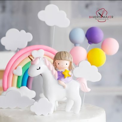 ชุดตกแต่งเค้ก เด็กหญิง-ยูนิคอร์น 1 ชุด