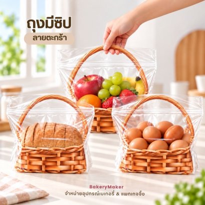 ถุงซิปลายตะกร้า แพค 10 ใบ