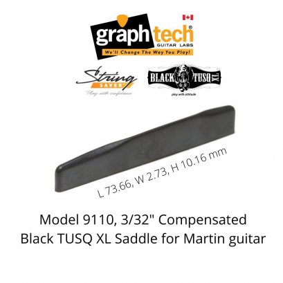 Black TUSQ Saddle PS-9110 3/32" Compensated for Martin guitar