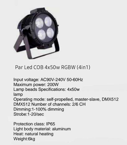 Par LED COB 4x50w ( 4in1) rgbw กันน้ำ