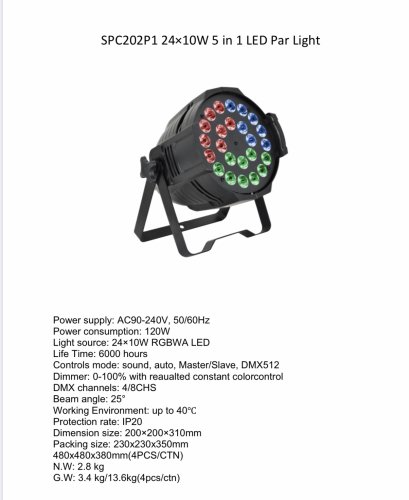 PAR LED SPC202P1 5in1 (24x10w)