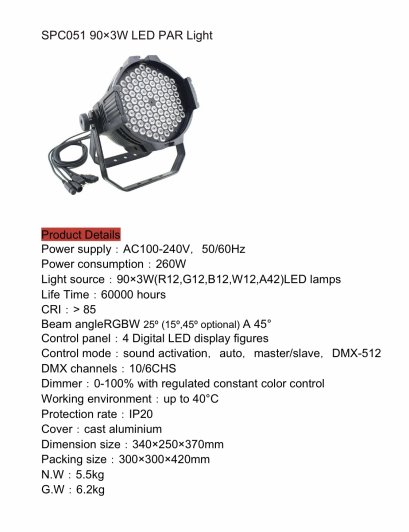 PAR LED SPC051 90x3w