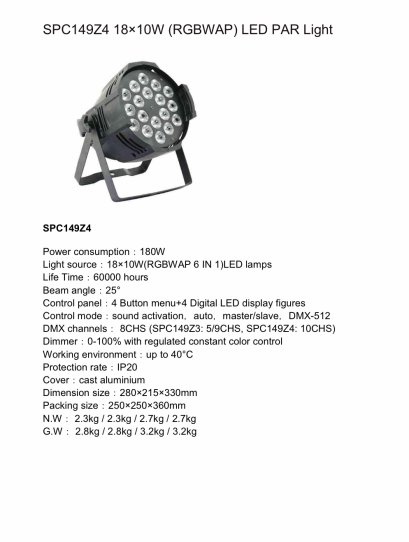 PAR LED SPC149 Z4 ( RGBWAP) 6in1
