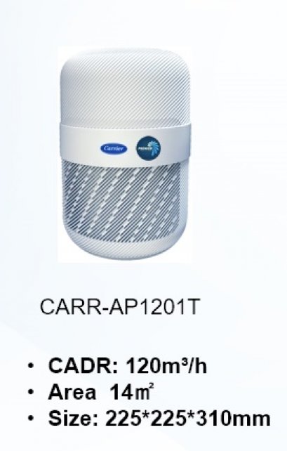 เครื่องฟอกอากาศ CARRIER CARR-AP1201T 120m³/h : Pre filter + HEPA filter + Ionizer ไม่เกิน 14 ตรม.