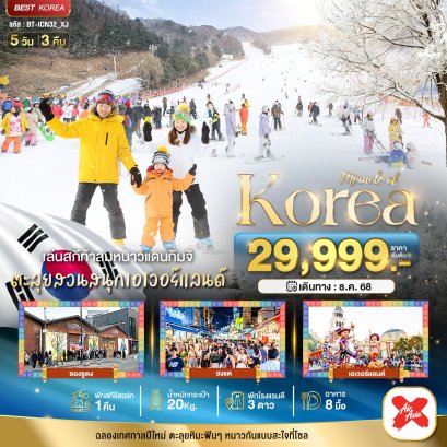 มหัศจรรย์...เกาหลี แฮปปี้นิวเยียร์ สกี สโนว์ 5 วัน 3 คืน-XJ