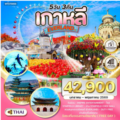 ทัวร์เกาหลี - โซล - สวนสนุก EVERLAND (Freeday) 5 วัน - TG