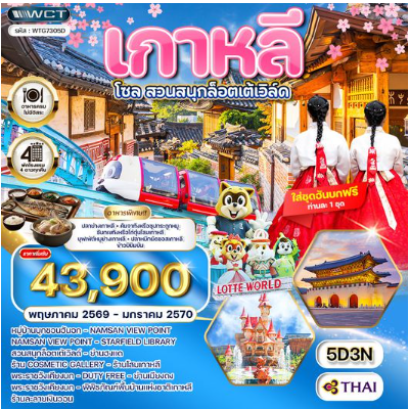 ทัวร์เกาหลี - โซล - สวนสนุก Lotte World 5 วัน - TG