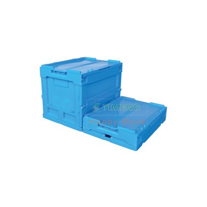 Hộp nhựa gấp gọn có nắp đậy (Safety box), hộp nhựa màu xanh có nắp gập- Happy Move