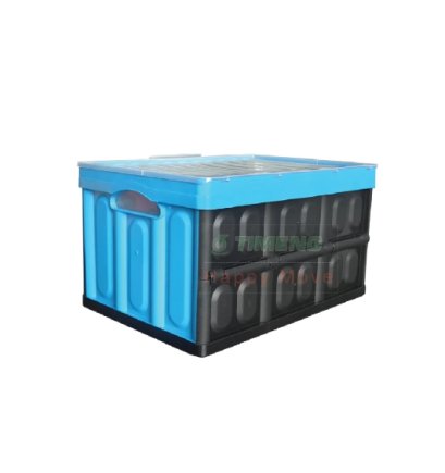 Hộp nhựa gấp gọn có nắp đậy (Safety box), hộp nhựa màu xanh có nắp gập - Happy Move
