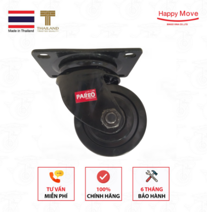 Bánh xe đẩy chịu nhiệt cao 250 độ càng xoay 75x45mm - Pareo