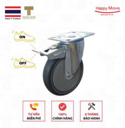 Bánh xe cao su chống tĩnh điện xoay khóa, bánh xe dẫn điện - Pareo