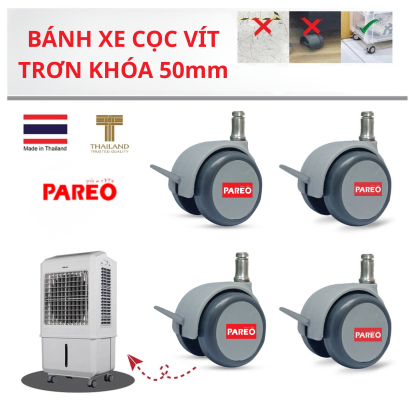 B&aacute;nh xe ch&acirc;n ghế văn ph&ograve;ng, b&aacute;nh xe nội thất, k&iacute;ch thước 50mm, c&oacute; kh&oacute;a , nắp b&aacute;nh xe kh&ocirc;ng thể th&aacute;o rời,  thương hiệu PAREO