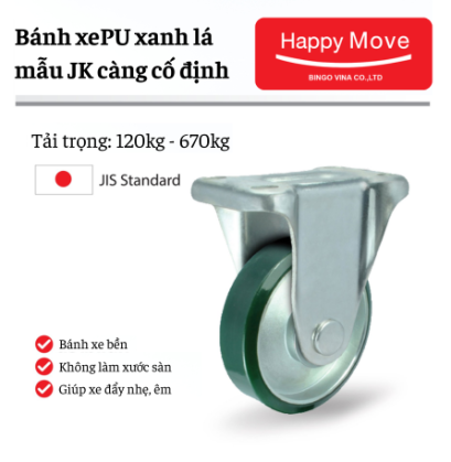 B&aacute;nh xe PU xanh Nhật Bản c&agrave;ng cố định- Pareo
