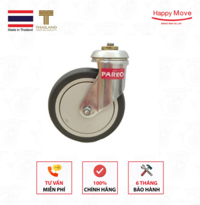 Bánh xe đẩy siêu thị cao su xám 125mm - Pareo