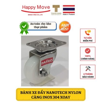 BÁNH XE ĐẨY TẢI NHẸ NYLON CÀNG INOX 304 XOAY