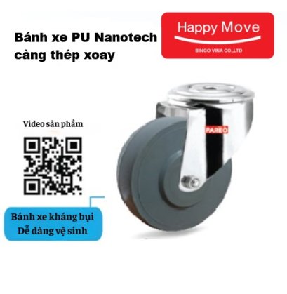 Bánh xe PU Nanotech càng thép xoay