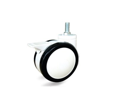 Bánh xe đôi cao su Cọc vít xoay có khóa Pareo