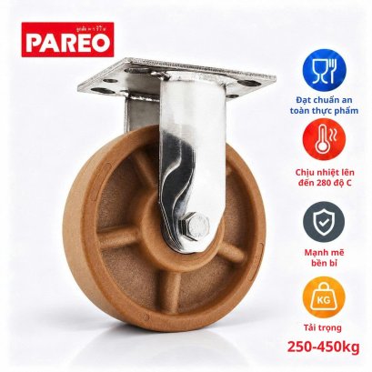 B&aacute;nh xe đẩy chịu nhiệt 280&deg;C c&agrave;ng cố định