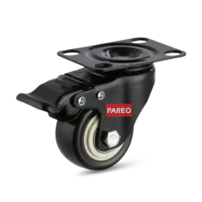 B&aacute;nh xe đẩy PVC 40mm m&agrave;u đen c&agrave;ng xoay c&oacute; kh&oacute;a - PAREO