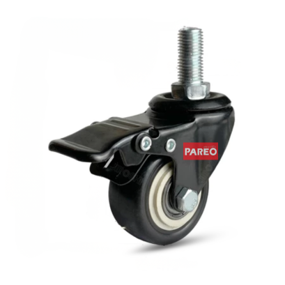 B&aacute;nh xe PVC 50mm cọc v&iacute;t kh&oacute;a m&agrave;u đen - H&atilde;ng Pareo