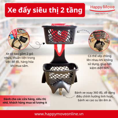 Xe đẩy si&ecirc;u thị mini 2 tầng - Happy Move