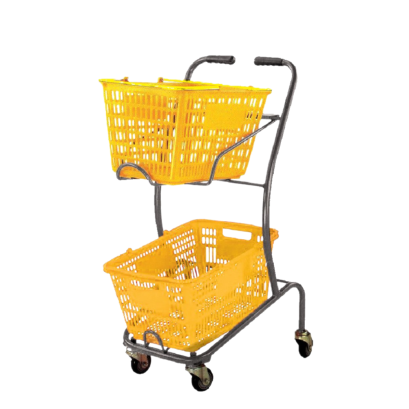 Xe đẩy siêu thị mini 2 tầng kèm giỏ nhựa - Happy Move