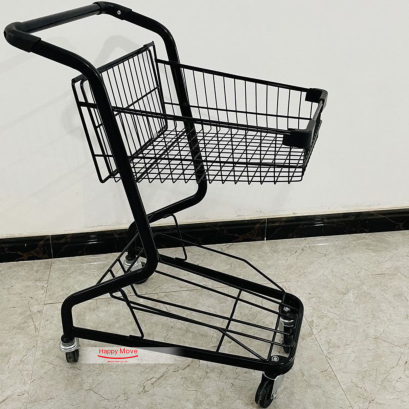 Xe đẩy si&ecirc;u thị mini 2 tầng m&agrave;u đen, xe đẩy nhỏ cho si&ecirc;u thị - Happy Move