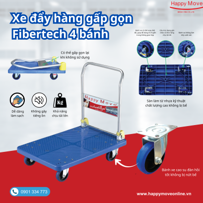 Xe đẩy h&agrave;ng s&agrave;n nhựa tải trọng 300kg - Happy Move