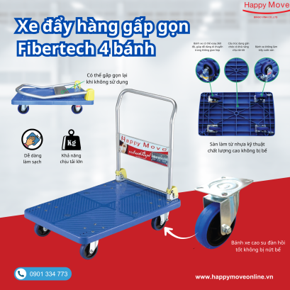 Xe đẩy h&agrave;ng s&agrave;n nhựa tải trọng 300kg - Happy Move