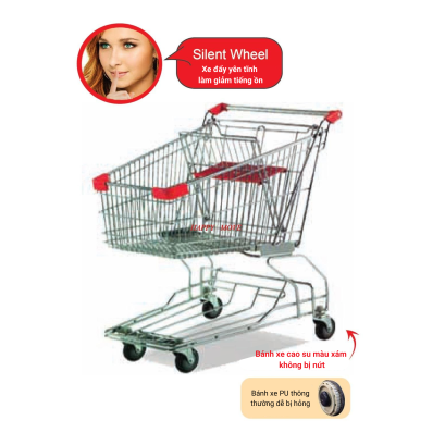 Xe đẩy si&ecirc;u thị 75L, xe đẩy mua sắm cho si&ecirc;u thị - Happy Move