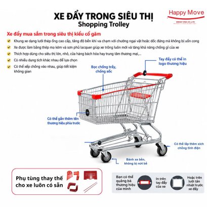 Xe đẩy mua sắm siêu thị 150L