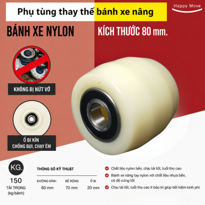 Bánh xe nâng tay Nylon 80x70mm, bánh xe nâng - Pareo